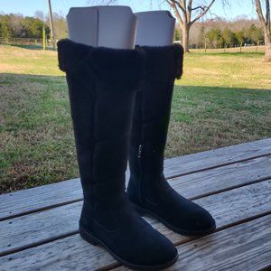 UGG Sibley Tall Over the Knee Black Suede Fur Boot